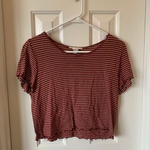 striped short sleeve crop